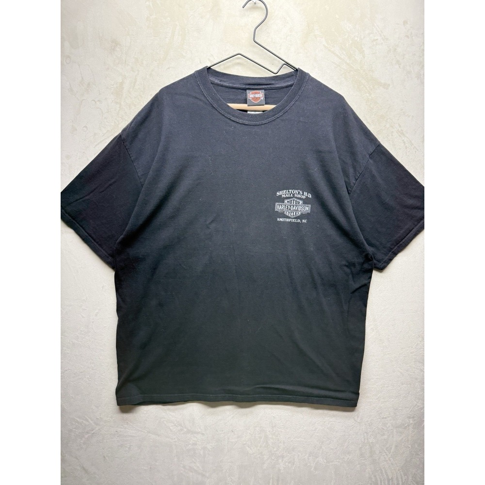 Harley Davidson Shirt Mens 2XL Black Faded Biker Graphic Location Tee Smithfield